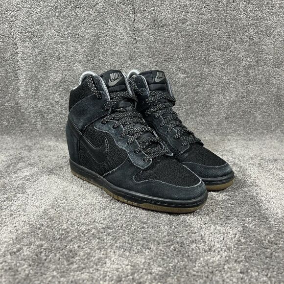 Nike Dunk Sky-Hi Essential 644877-006 Women’s Size 6.5 Black Hidden Wedge Shoes - Picture 2 of 11